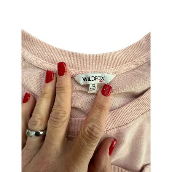 Wildfox Women's Light Pink Coffee & Sunshine Oversized Sweatshirt Size XL - Picture 6 of 6